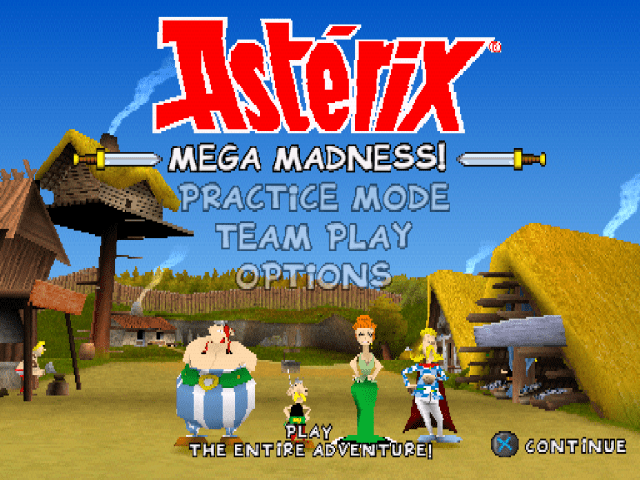 Asterix Mega Madness title screen for Playstation